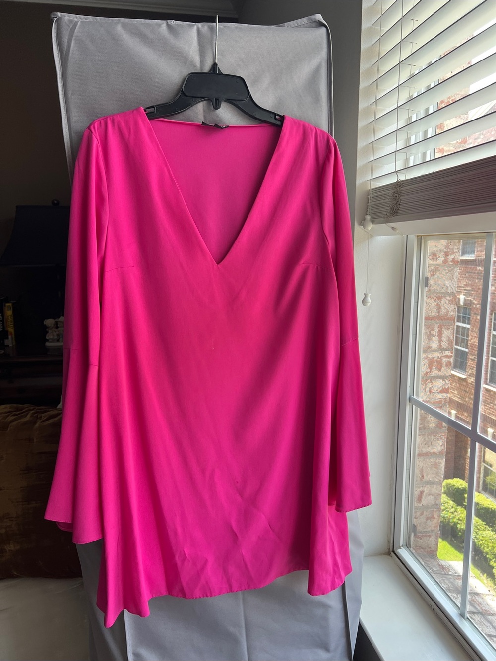 Topshop Hot Pink V-Neck Mini Dress